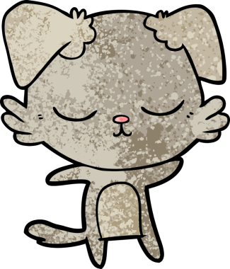 Bir insan tarafından çizilmiş şirin bir çizgi film köpeği.