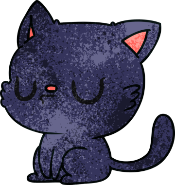 Bir insan tarafından çizilmiş kawaii kedisinin el yazısıyla çizilmiş çizgi filmi.