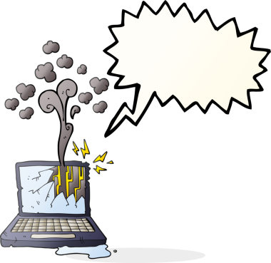 Serbest konuşma balonu karikatürü bir insan tarafından çizilmiş bozuk bilgisayar