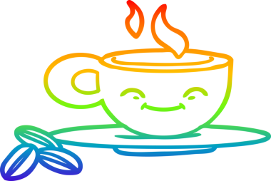 Bir insan tarafından çizilmiş bir karikatür espresso fincanının çizimi.