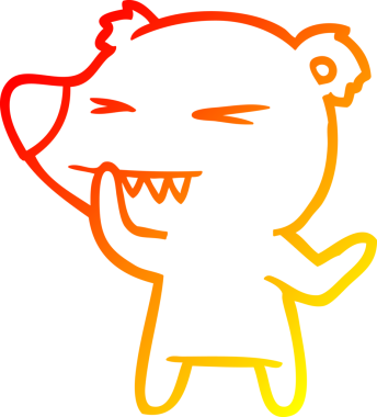 Kızgın bir kutup ayısının insan tarafından çizilmiş sıcak çizgi çizimi.