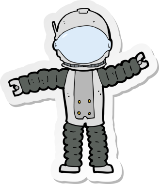 Bir insan tarafından çizilmiş bir astronotun çıkartması.