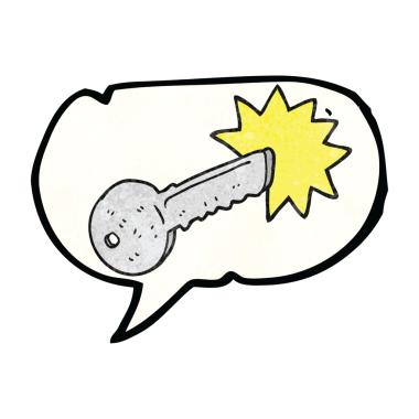 Bir insan tarafından çizilmiş serbest dokuma konuşma balonu çizgi film kapı anahtarı