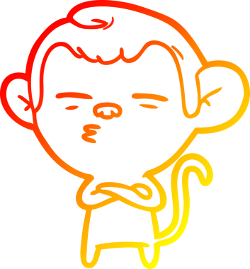 Bir insan tarafından çizilmiş şüpheli bir maymunun sıcak çizgi çizimi