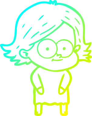 Bir insan tarafından çizilmiş mutlu çizgi film kızı çizimi.