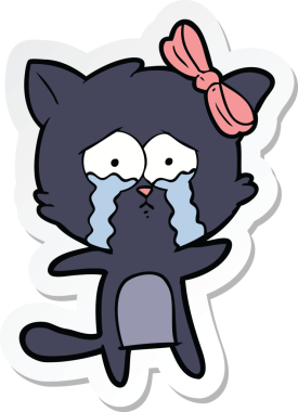 Bir insan tarafından çizilmiş çizgi film kedisinin çıkartması.