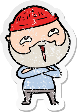 Bir insan tarafından çizilmiş mutlu sakallı bir adamın sıkıntılı çıkartması.