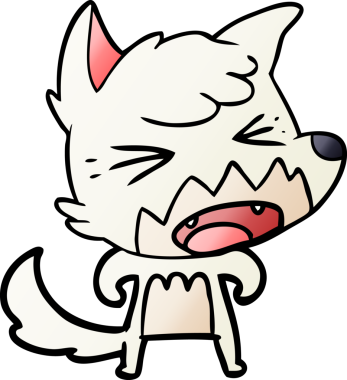 Bir insan tarafından çizilmiş kızgın çizgi film tilkisi.