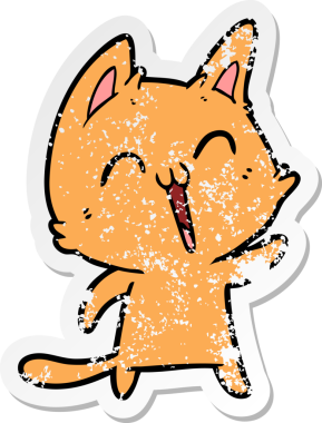 Bir insan tarafından miyavlanan mutlu çizgi film kedisinin sıkıntılı çıkartması.