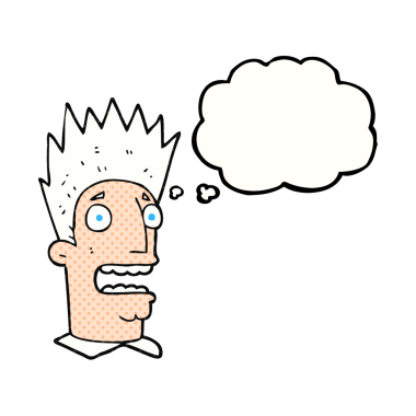 Serbest çizim düşünce balonu karikatürü bir insan tarafından çizilen adamı şok etti