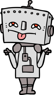 Bir insan tarafından çizilmiş çizgi film robotu