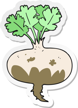 Bir insan tarafından çizilmiş çamurlu bir şalgamın çıkartması.