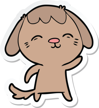 Bir insan tarafından çizilmiş mutlu bir köpeğin çıkartması.