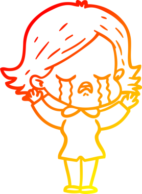 Bir insan tarafından çizilmiş ağlayan çizgi film kızı çizimi.