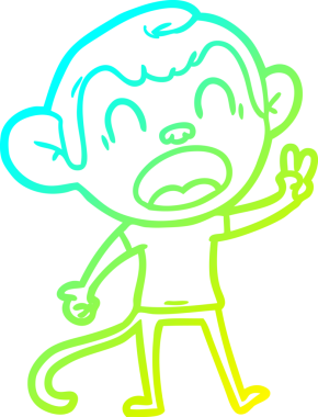 Bir insan tarafından çizilmiş bağıran çizgi film maymunu çizimi.