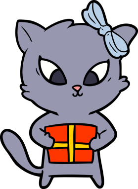 Bir insan tarafından çizilmiş çizgi film kedisi.