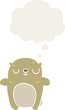 Düşünce baloncuğu olan çizgi film ayısı insan tarafından çizilmiş.