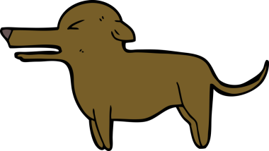 Bir insan tarafından çizilmiş çizgi film köpeği.