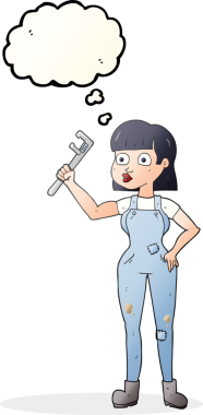 Bir insan tarafından çizilmiş serbest çizim balon karikatür kadın muslukçu