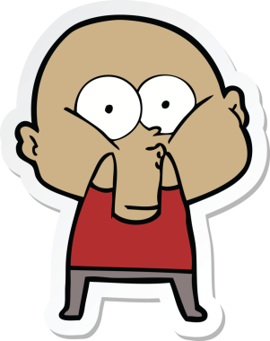 Bir insan tarafından çizilmiş kel bir adamın çıkartması.