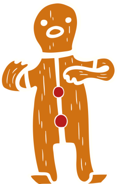 Bir insan tarafından çizilmiş zencefilli kurabiye adamın el çizimi karalaması.