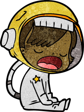 Bir insan tarafından çizilmiş konuşan astronot çizgi filmi.