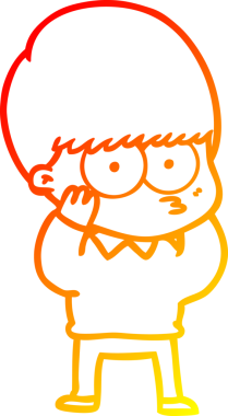 Bir insan tarafından çizilmiş gergin bir çizgi film çocuğunun çizimi.