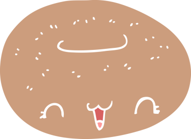 Bir insan tarafından çizilmiş şirin düz renkli çizgi film donutu.