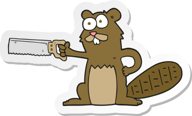 Bir insan tarafından çizilmiş testereli bir kunduz çıkartması.