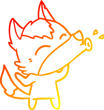 Bir insan tarafından çizilen uluyan kurt çizgi filminin sıcak gradyan çizimi