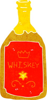 Bir insan tarafından çizilmiş viski şişesi.