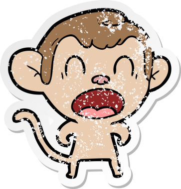 Bir insan tarafından çizilmiş bağıran çizgi film maymunu çıkartması.