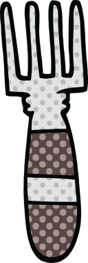 bir insan tarafından çizilmiş çizgi roman tarzı bir çatal