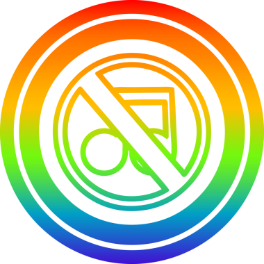 Bir insan tarafından çizilmiş gökkuşağı gradyanı olan müzik dairesel simgesi yok