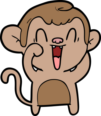 Bir insan tarafından çizilmiş gülen maymun çizgi filmi