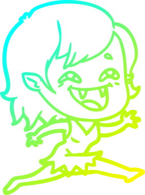 Bir insan tarafından çizilmiş gülen vampir kız çizgi filmi.