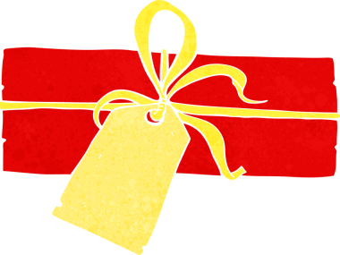 Bir insan tarafından çizilmiş bir karikatür Noel hediyesi.