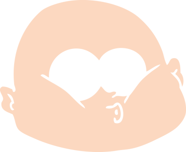 Düz renkli çizgi film meraklısı kel adam bir insan tarafından çizilmiş.