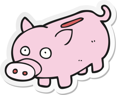 Bir insan tarafından çizilmiş domuz kumbarasının çıkartması.