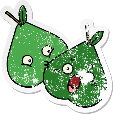 Bir insan tarafından çizilmiş şirin bir armutun sıkıntılı çıkartması.