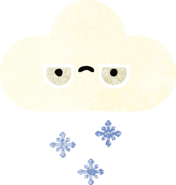 Bir insan tarafından çizilmiş bir kar bulutunun retro çizim tarzı karikatürü