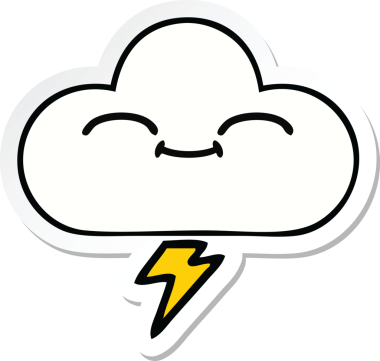 Bir insan tarafından çizilmiş şirin bir gökgürültüsü bulutunun çıkartması.