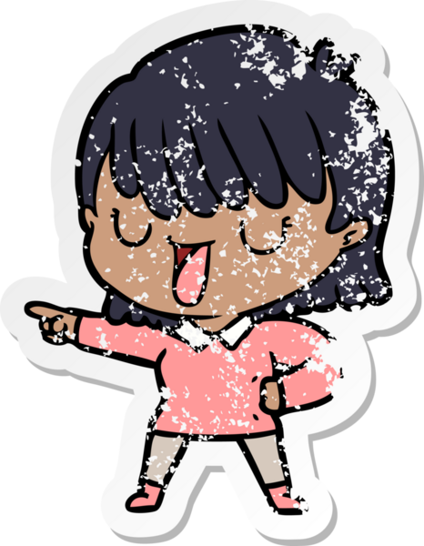 Bir insan tarafından çizilmiş karikatür bir kadının sıkıntılı çıkartması.