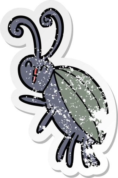 Bir insan tarafından çizilmiş mutlu böceğin sıkıntılı çıkartması.