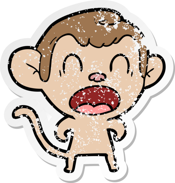 Bir insan tarafından çizilmiş bağıran çizgi film maymunu çıkartması.