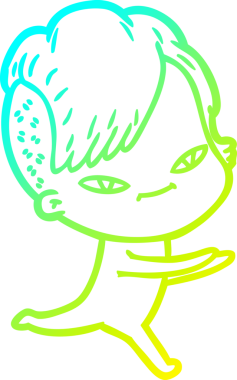 Hipster saç kesimi bir insan tarafından çizilmiş hoş bir çizgi film kızı çizimi.