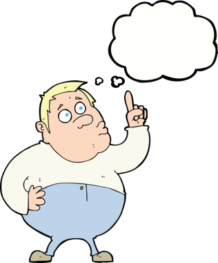 Çizgi filmci bir insan tarafından çizilmiş düşünce baloncuğuyla soru soruyor.