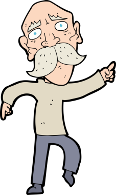 karikatür üzgün yaşlı adam bir insan tarafından çizilmiş