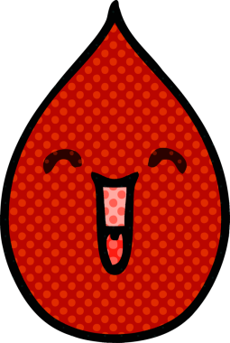 Çizgi roman tarzı tuhaf bir çizgi film. Bir insan tarafından çizilmiş duygusal kan damlası.