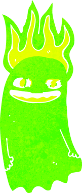 Bir insan tarafından çizilmiş komik çizgi film hayaleti.